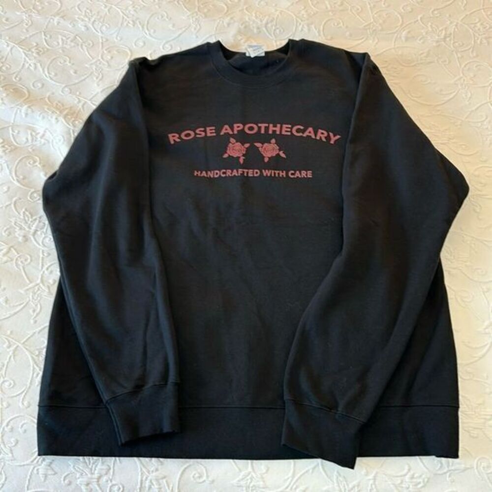 Rose Apothecary Schitt's Creek Sweatshirt Black Mens‎ Large L Retro Casual